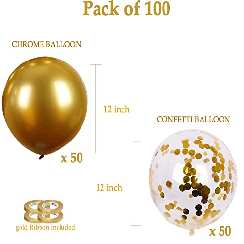 Image of AMFIN Confetti Balloons for Decoration /Confetti Combo Balloons /Birthday Confetti Balloons /Confetti Gold Balloons /Gold Theme Decoration /Party Gold Balloons /Anniversary - Pack of 100
