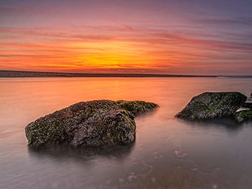THISIT Pintar por Numeros para Adultos Niños,puesta de sol,piedra,horizonte-40 X 50 cm Sin Marco