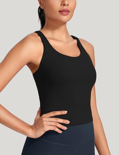 HeyNuts Zeal Bras for Women, Longline Medium Impact Crop Tank Bras Wirefree Sports Tops with Removable Pads3