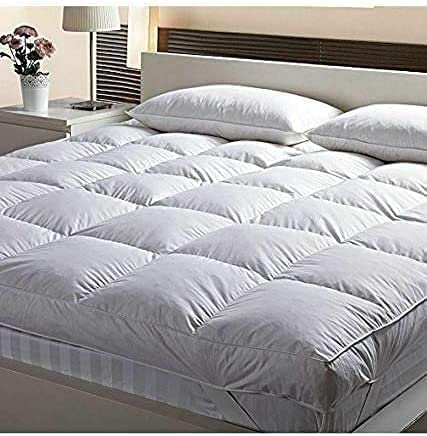 Uk Top Shop Mattress Topper - 4" 10cm Deep Thick Best Mattress Toppers Pad Microfibre with Strong Corner Straps for Luxury & Comfort for Home Sofa Bed Caravan King Size