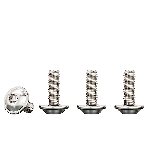 Drenky 20 Pcs M5 Bolts Flanged Button Head Screws 16mm 304 Stainless Steel Pan Head Fully Thread Machine Screws, Rustproof, Rounded With Flange And Hexagon