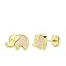 Boucles d'oreilles bébé fille éléphant 10 x 7 mm or jaune 18 carats nacre fermeture à vis