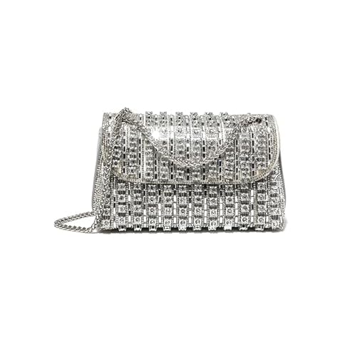 Sweetovo Rhinestones Clutch Purses for Women Chain Shoulder Bags Sparkly Evening Bags Handbags for Cocktail Prom Party Wedding(Silver) Cover