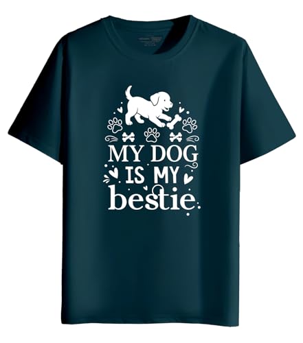 Image of INDISSH T-Shirt for Man | Regular and Plus Size Upto 7XL | Pet Lover Graphic Printed | Round Neck Cotton Fabric Regular fit Casual T-Shirt for man - RNM-DOGBESTIE-PAR