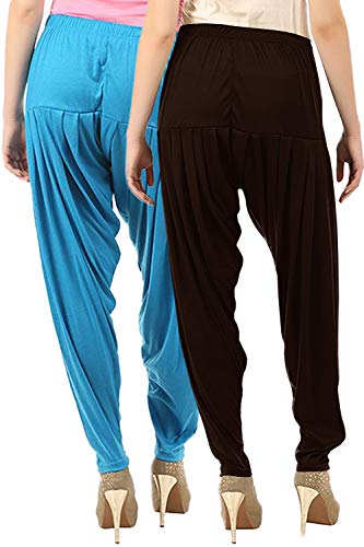 Image of Buy That Trendz Women's Regular, Relaxed Fit Cotton Patiala Salwar (567D20-Mstd Combo 2 Patiala Lvndr Mud, Lavender L)