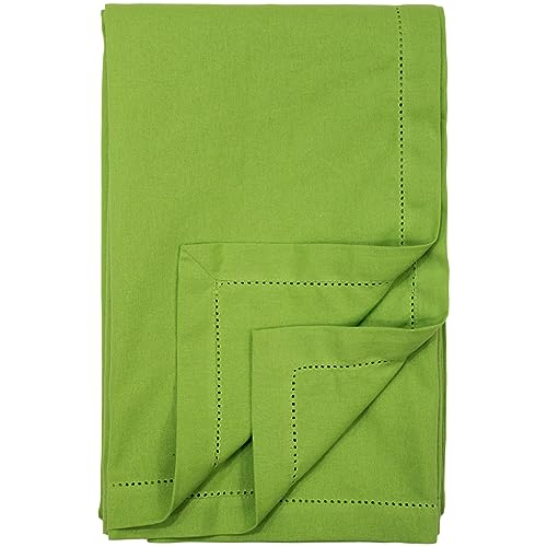 Ragged Rose Cotton Tablecloth for a 6-7 Ft Table, Versatile Table Cloth with Simple Embroidered Hem