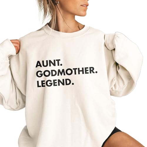 Aunt Godmother Legend Sweatshirt, Cute Sweater For Sister In Law, Funny Godparent Proposal Gift, Trendy Auntie Shirts, Unisex Crewneck Sweatshirt Sand2