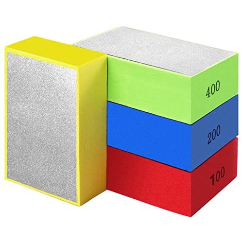 Tiutgen 4 Pcs Diamond Hand Polishing Pads - Diamond Sanding Block with 400# Grit for Concrete Stone, Marble, Ceramic Tile & Glass