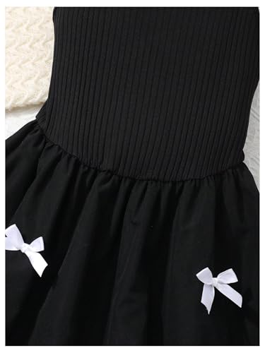 Verdusa Girl's Black Bubble Dress A Line Bow Flowy Cute Summer Cami Party Dress4