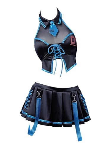 haikyuu Women Cosplay Swimsuit with Sleeves Anime Two Piece Bathing Suit Pool Party Musical Clubwear (US, Alpha, Medium, Regular, Regular, Standard, Black)
