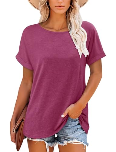 KISSMODA Summer Short Sleeve T Shirt Loose Fit Casual Dressy Women Top 2025 Trendy Ladies Fashion Blouses(S-3XL)