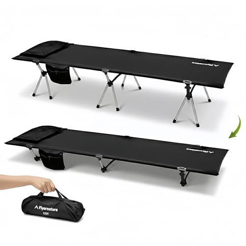 Lightweight Camping Cot Foldable Sleeping Cot with 300 lbs Static Capacity Portable Compact for Backpacking Hiking Travel Office Nap 1Pack | Flyernature