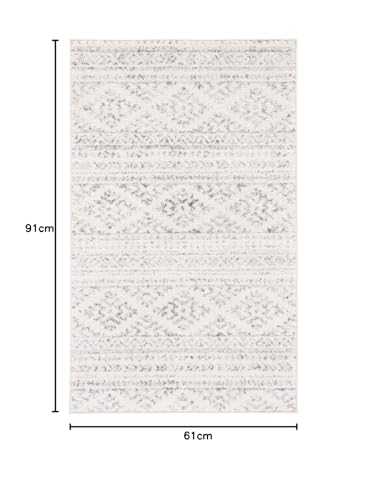 Safavieh Boho Chic Indoor Woven Accent Area Rug, Tulum Collection, TUL272, in Ivory/Grey - Image 2