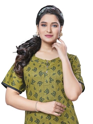Image of Keyocean Women's Cotton Printed Nighty Night Gown Maxi Free Size (Pack of 2) Green & Chikoo