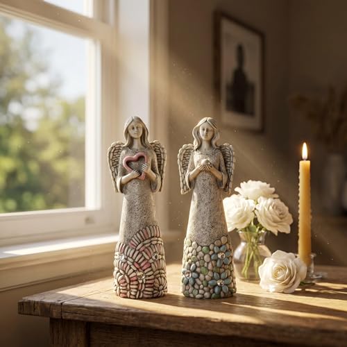 DUSVALLY 2 Pack Estatuas de Ángel 10 Pulgadas miniatura 1