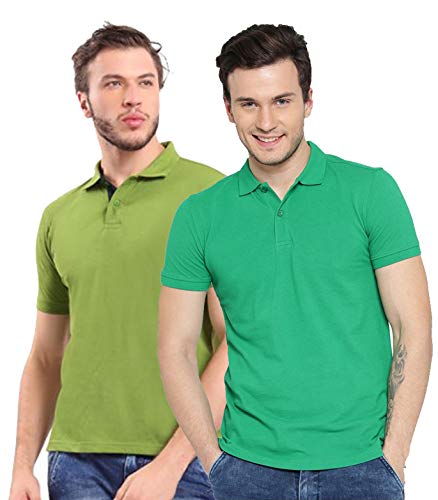 Image of KEOTI Poly Cotton(Mattey) Collar Neck Half Sleeves Tshirt for Men & Boys (Pack of 2), Plain-Regular Fit, Formal /Casual Wear, Polo Tees for Daily Use Stylish Comfortable Men's T-Shirt