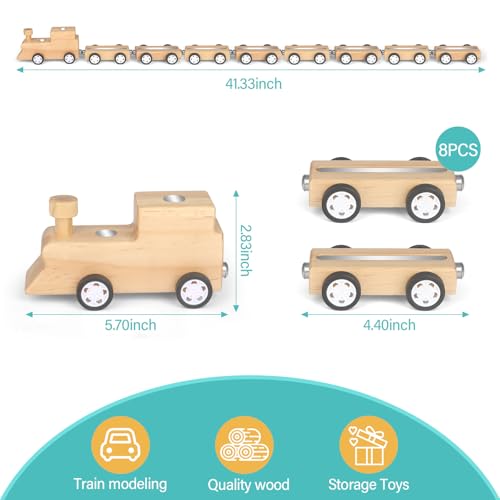 Image of Miniature Train for Tonies Stories Figures Organizer Storage Shelf, Wooden Magnetic Holder for Tonies Characters for Children, Display Collection 10~15 Characters, Funny Little Car