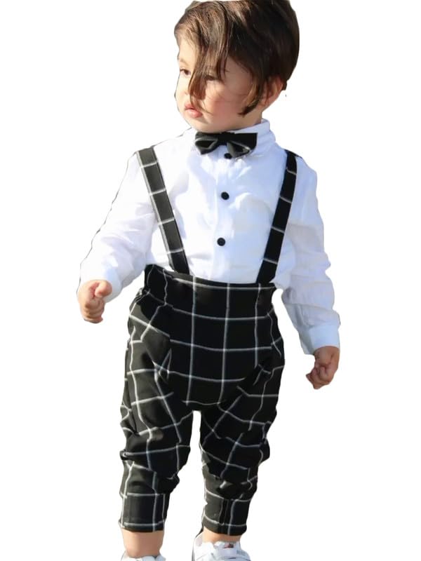 GET MORE Baby Boys Cotton and Spandex Formal Set ChecksBlack