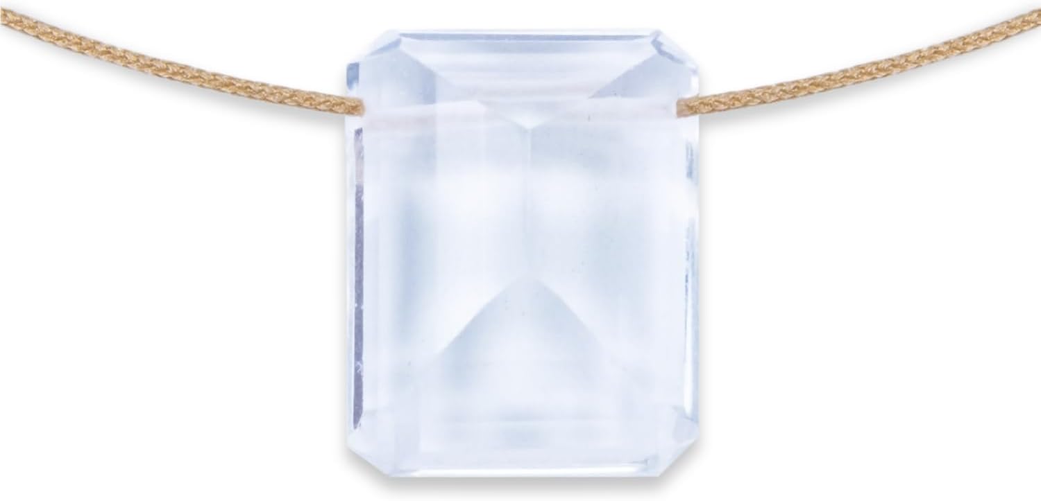 Sol N Touch Chakra Series - Natural Gemstone Necklaces for Women - Rectangular Cut Faceted Cute Necklaces Gifts for Women & Teens - 17"-19" long Nylon-coated Monofilament 0.03" thick Cord