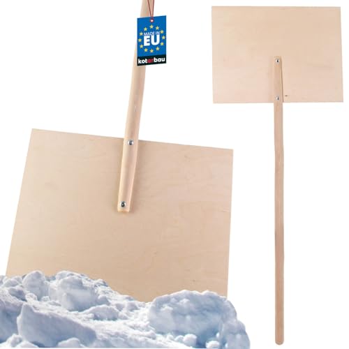 KOTARBAU® Schneeschieber Holz mit Stiel 50x38 cm Holzschneeschaufel Sperrholz | Kinderschneeschaufeln Holz Schneeschaufeln Schnee Schüppe Schneeschaufel Holzstiel | Schneeschaufel aus Holz