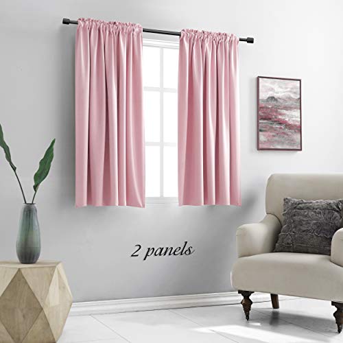 Image of DONREN Pink Curtains for Kids Room - Home Decoration Privacy Protection Blackout Thermal Insulated Window Drape with Rod Pocket (Set of 2 Panels,42 x 45 Inch)