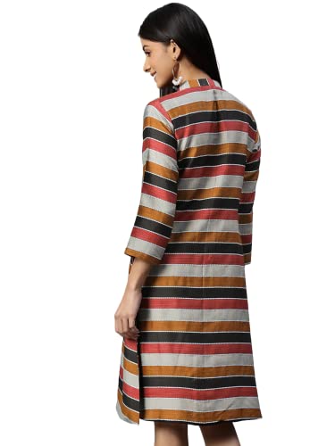 Image of arriva fab Women's Cotton Jaipuri Floral Print A-line Dress
