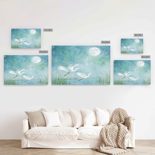 Toile murale grue et oiseaux blancs pour salon zen 60x90cm - 2
