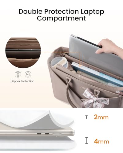 Image of LOVEVOOK Laptop Work Tote Bag for Women with Large Cup Holder, 15.6 Inch
