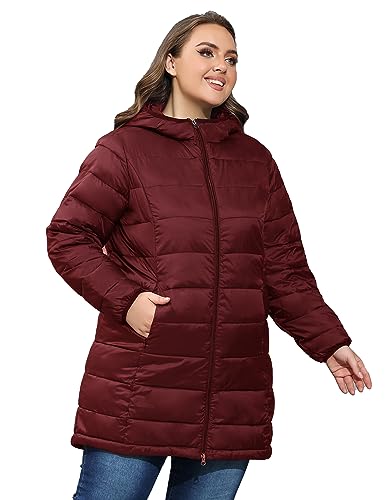ANOTHER CHOICE Women's Packable Puffer Jacket, Hooded Lightweight Quilted Coat(Plus Size 1X-6X)2