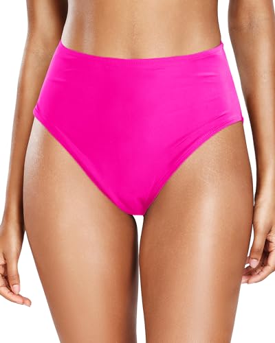 Image of Tempt Me Womens High Cut High Waisted Bikini Bottoms Tummy Control Bathing Suit Bottoms Swim Bottom Swimsuit Bottom