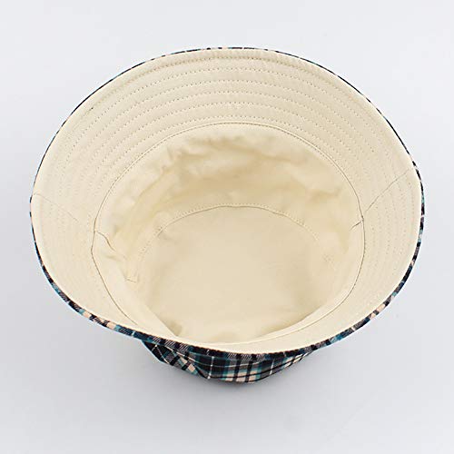 Keky Reversible Plaid Bucket Hats For Men Women Outdoor Spring Summer Fishing Fisherman Sun Cap Foldable (Navy) One Size #TOP1