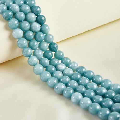 60 cuentas de calcedonia azul natural de 6 mm, cuentas redondas sueltas para hacer joyas