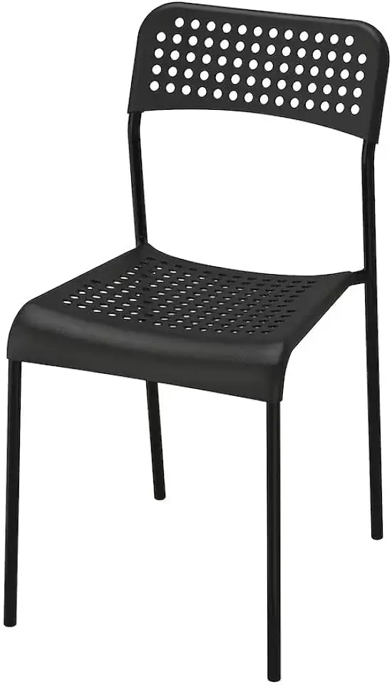 Ikea – Chaise Empilable Adde Chaise en Plastique avec Cadre en Acier – Empilable (Noir)