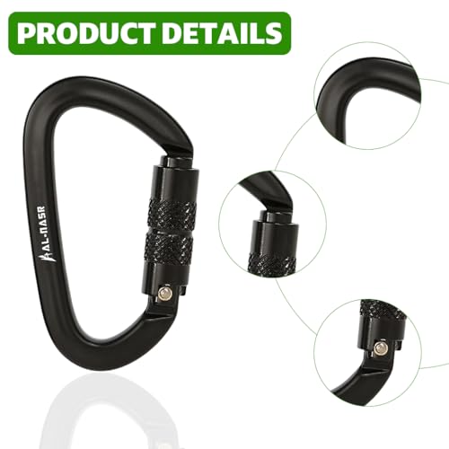 Image of Proberos Heavy Duty Carabiner, Auto-Locking 1600KG D-Shape Aluminum Alloy Climbing Carabiner for Hammock, Rock Climbing, Tree Work, Secure Twist Lock, 4.9x8.5cm
