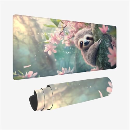 Alfombrilla Ratón XXL Gaming 1000 x 500 x 3mm Grande Alfombrilla Ratón Ranura Mousepad Flor Diseño con Base de Goma Antideslizante y Bordes Cosidos para Decoracion Escritorio, Regalo Hombre,Model690