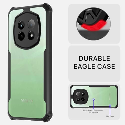 Image of Pikkme Crystal Clear Transparent Back Cover | Ultra Hyrbid | Full Camera Protection | Raised Edge | Bumper Case for Realme P2 Pro 5G (Black)
