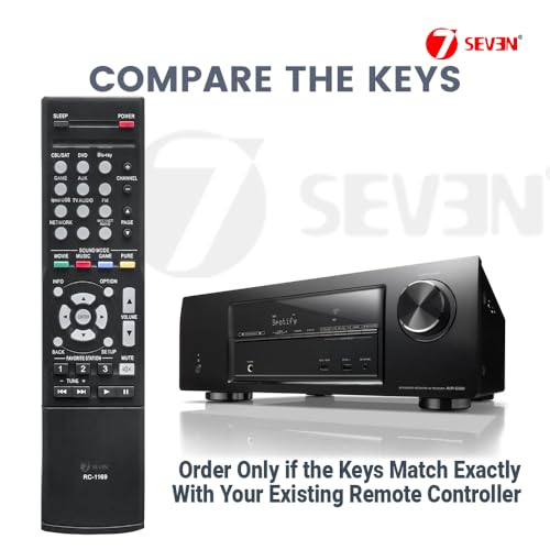Image of 7SEVEN Compatible for Denon Home Theatre Amplifier Sound System Remote Control of RC-1169 and Replacement Remote for AVR-E300 AVR-E400 AVR-1513 AVR-1613 AVR-1913 AVR-X2000 AVR-X1000 Model