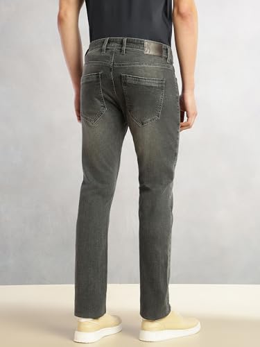 Image of Thomas Scott Men's Cricket Club Straight Fit Mid-Rise Faded Stretchable Jeans | 5 Pocket Denim