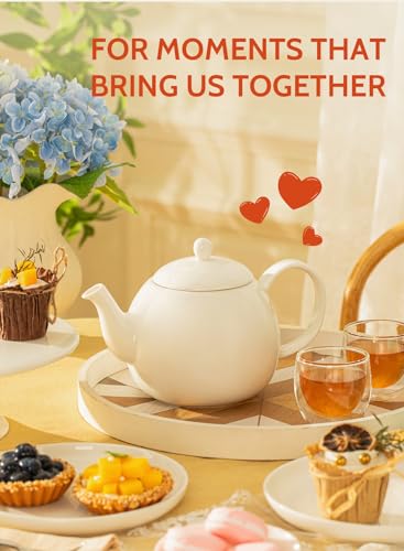 Image of Sweese Porcelain Teapot, 40 Ounce Tea Pot - Large Enough for 5 Cups, White