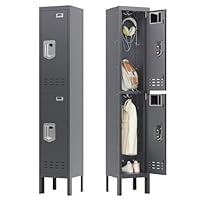 SAPITAL Metal Storage Locker, Lockable Employees Metal Locker with Door, Card Slot, 66\" Height Steel Locker for Home, School, Office, Gym