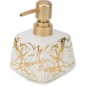 SKYWALK Modern Style Ceramic Liquid Soap Dispenser for Bathroom & Kitchen (250 ml)(Metallic Gold)