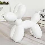 Hakefyna Balloon Dog Sculpture Balloon Dog Statue - 3.94*2.88 in Very small and cute balloon animal decoration craft figurines - Suitable for Cake Decoration Desktop Shelf Ornament Decoration(White)
