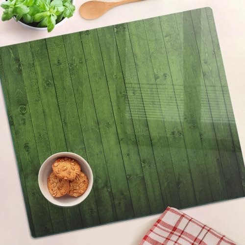 Protège-plan de travail rectangulaire en verre de 60x52 cm aspect bois vert