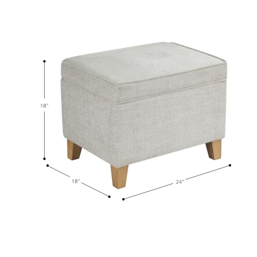 Image of HomePop 24 inch Medium Storage Ottoman - Cream Chevron Woven