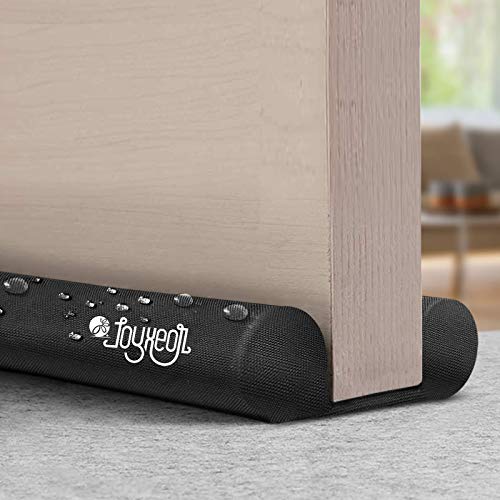JOYXEON Door Draft Stopper 32'- 38' Adjustable Waterproof Under Door Draft Blocker 600D Oxford Cloth Window Breeze Blocker Reduce Noise with 2.1' Upgraded Sponge (Dark Black)