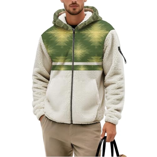 Aztec Fleece Lined Hoodies Mens Zip Up Jackets Winter Coats with Hood Cowboys Western Country Graphic Outerwear