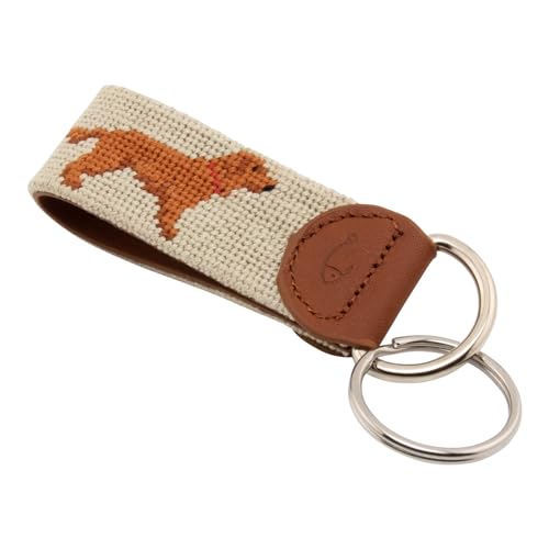Image of Leather Hand-Stitched Needlepoint Key Fob or Key Chain