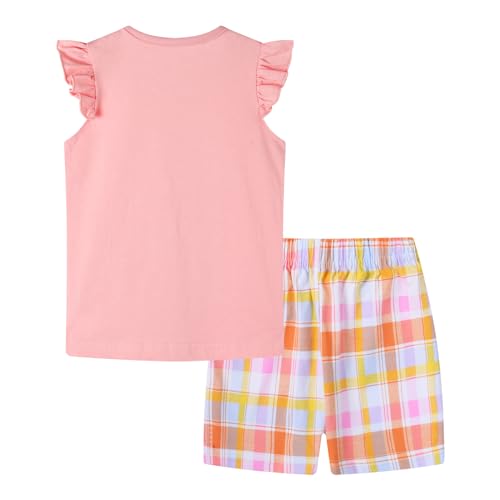 Image of HILEELANG Toddler Girl Summer Short Outfit Sets Cotton Short Sleeve Tops Tees Shorts Clothing Sets