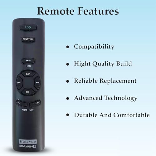 Image of Remote Control Compatible with Sony Home Theater Systems SA-D10, SA-D100, SA-D40 | Replacement for Sony RM-ANU156 | Premium Build, Long Range & Smooth Sound System Operation