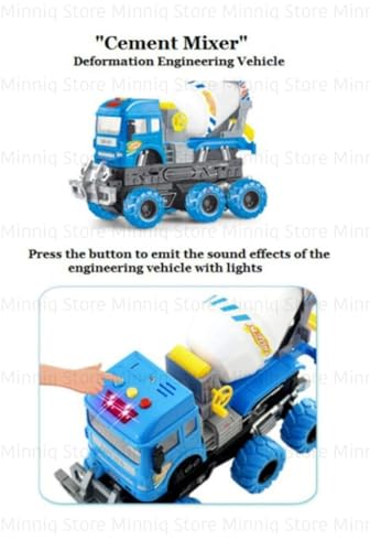 Image of Cement Mixer 6x6 Truck with Lights and Sounds Friction Powered Trailer Model Diecast Truck Toys Best Birthday Gift for Kids (Cement Mixer 6x6 Truck)
